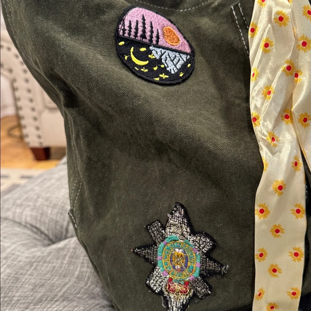 Free People Been There Badge Green Oversized Large Weekender Travel Tote - Picture 11 of 17